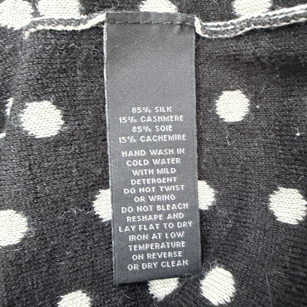 Saks Fifth Avenue Black and White Polka Dot Long Sleeve Top Silk Cashmere - Picture 7 of 10